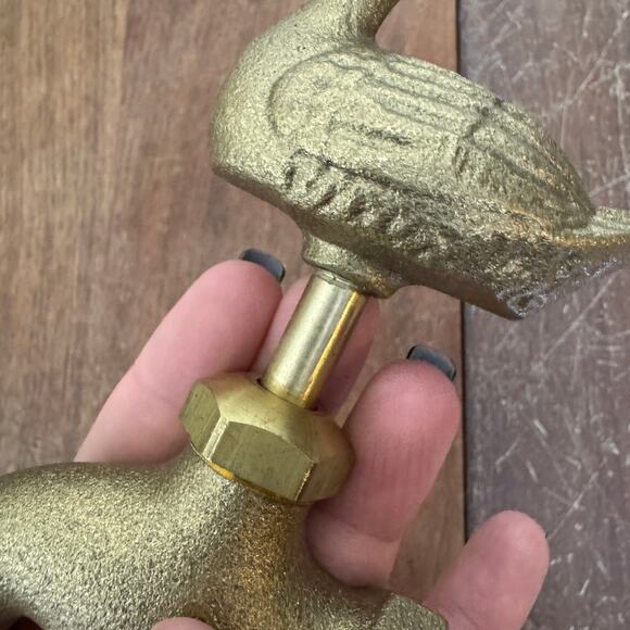 VINTAGE solid Brass Duck Fowl Outdoor Water Spout Spigot Decorative Accent - Picture 8 of 8